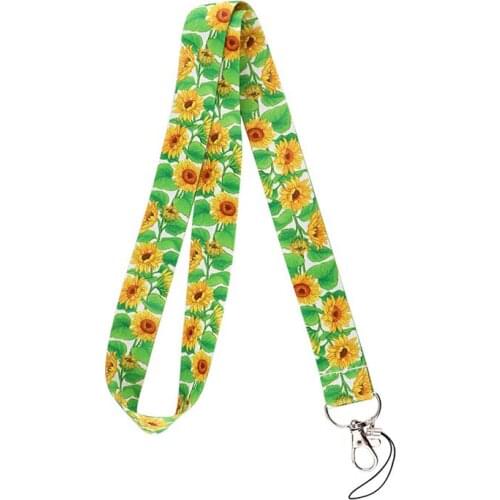 10pcs Painting childlike Sunflower Flowers Funny art Lanyard Neck Key Strap for Phone Keys ID Card Cartoon webbings ribbons