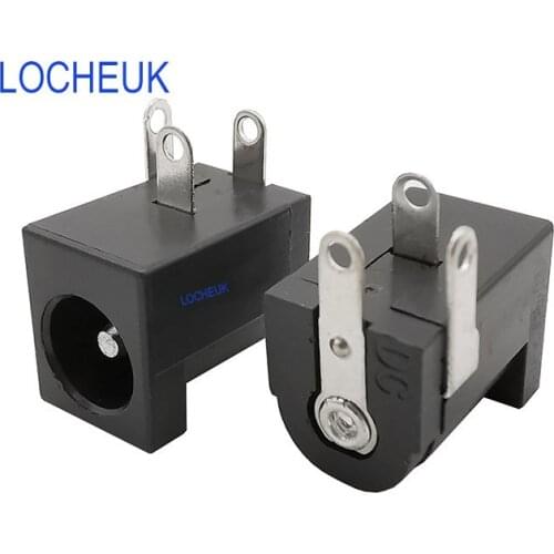 100Pcs DC005 5.5x2.1mm Barrel-Type PCB Holder DC Power Supply Jack Socket Female Mount Connector DC-005 2.1mm X 5.5mm Black