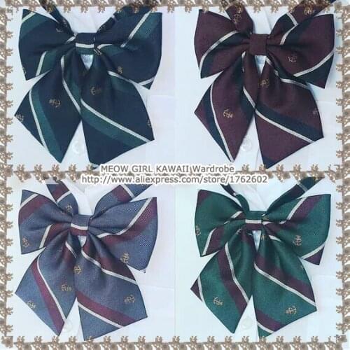 2016 New Japanese School Girls JK Uniform Bow Tie Anchor Embroidery Bowknot Stripe Lolita Necktie Cosplay 4 Colours