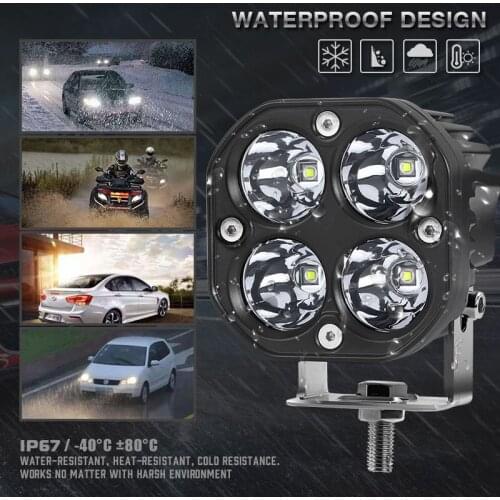 3 Inch Led Work Light Bar 12V 24V For Car Yellow Fog Lamp 4x4 Off road Motorcycle Tractors Driving Lights White Square Spotlight