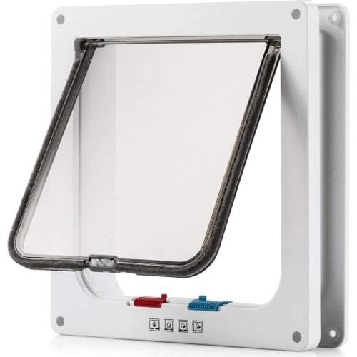 4 Size 4 Way Lockable Dog Cat Kitten Door Security Flap Door ABS Plastic S/M/L Animal Small Pet Cat Dog Gate Door Pet Supplies