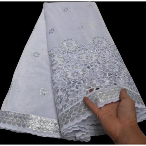 5yards/pc) Newest white and silver African soft velvet lace fabric with beautiful sequins embroidery for wedding dress VLP025