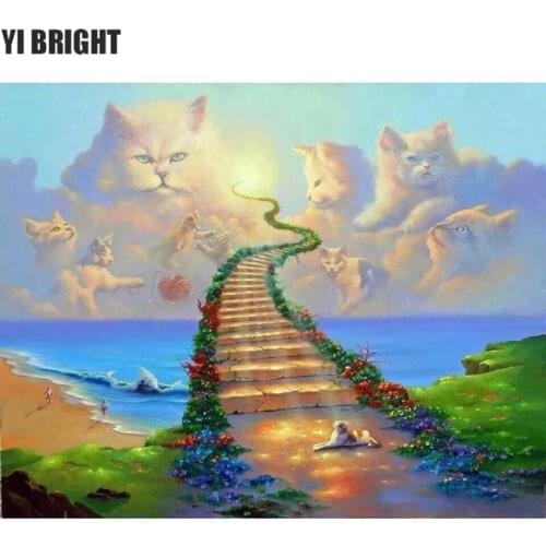 5D DIY Diamond embroidery All cats go to heaven full square diamond painting Cross Stitch Rhinestone mosaic decoration