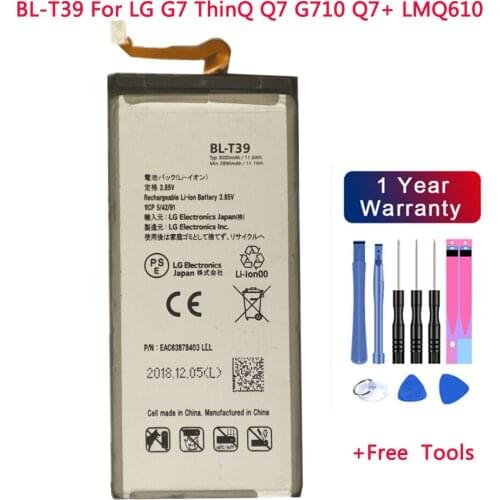 BL-T39 Battery 3000mAh For LG G7 G7+ G7ThinQ LM G710 ThinQ G710 Q7+ LMQ610 BL T39 Mobile Phone Bateria + Free tool