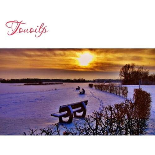 TOUOILP Snow scene 5D Diamond Painting Full Square/Round Drill"Sunset snow scene"3D Embroidery Cross Stitch Mosaic Home Decor