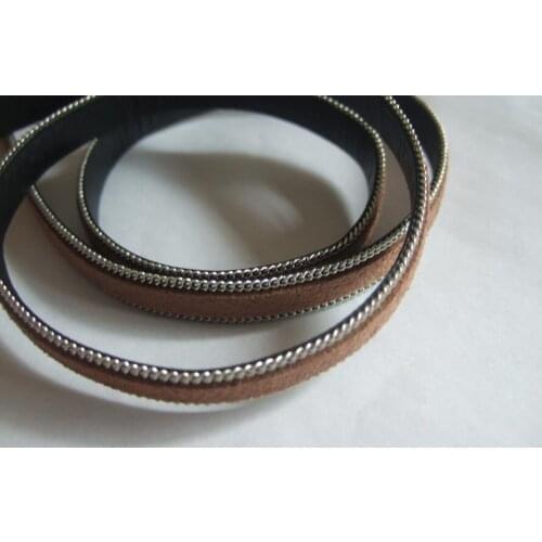 Free shipping 100meters brown 10x2mm Flat Suede Leather cord , imitation flat leather cord 10mm