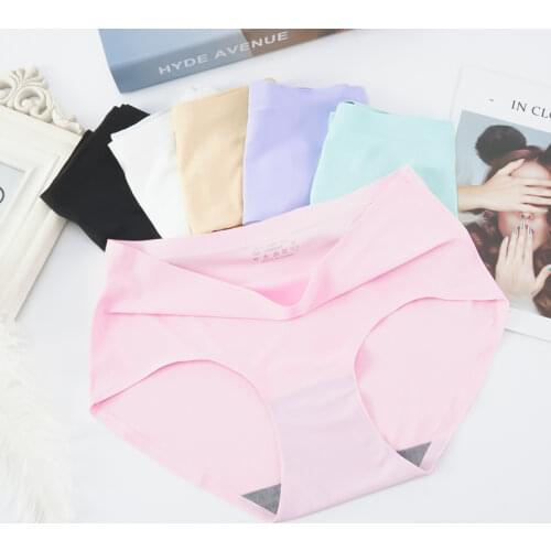 Factory Direct Large size Seamless Underwear Female Mid-Waist Solid Womens Panties M-XL Comfortable Elastic Lingerie