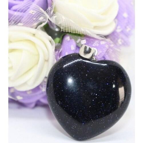 Bohemia style American Retro blue sandstone heart pendant fit diy necklace drop jewelry wholesale retail accessories 2pcs B1839