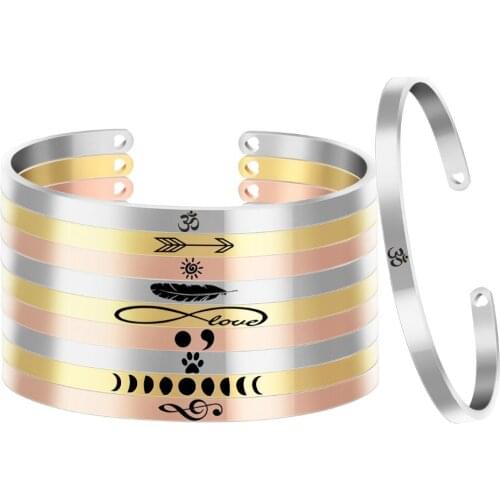 10pcs/lot Inspirational Quote Bracelets Women Mens Mantra Jewelry Gift Letter Arrow Bangle Arm Cuff Customized Femme SL-062*10