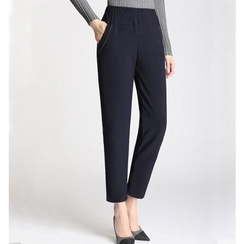 Pants Women Large Size Simple High Waist Leisure Trousers Korean Style Straight Womens Pocket All-match Female Office Lady Pant