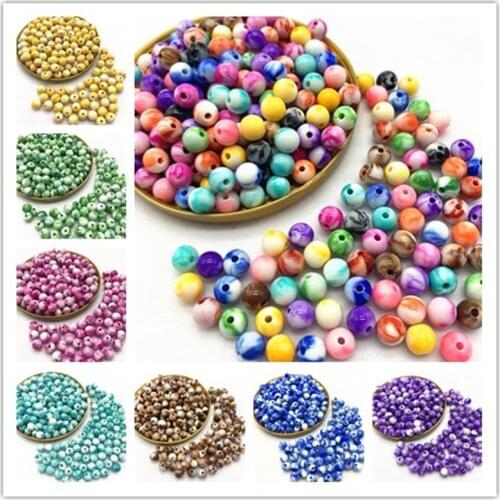 6 8 10 12mm Round Acrylic Beads Clouds Effect Beads For Jewelry Makeing Bracelet necklace DIY Accessory Beads Wholesale