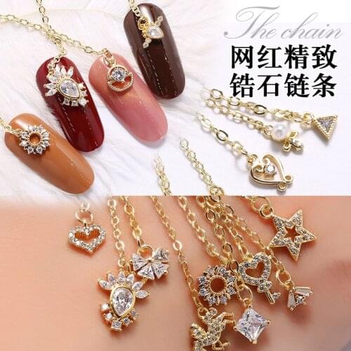1 pcs Customized nail chain zircon accessories personality stylish nail polish DIY accessories Y38