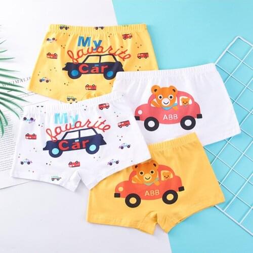 Childrens Underwear for Kids Cartoon Shorts Soft Cotton Underpants Boys Panties Car Pattern 4/5Pcs/Lot
