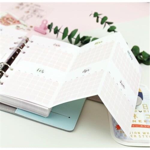 5 Sheets Monthly Planner Agenda Loose Leaf Dividers Paper Agenda 2019 Three Fold Paper Refills A5/A6 Spiral Notebook Inner Pages