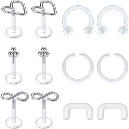 16G Piercing Retainer Clear Bioflex Flexible Nose Tragus Lip Labret Stud Retainer for Women Men