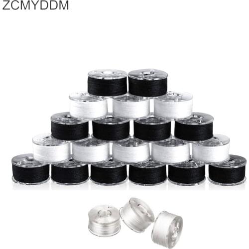 ZCMYDDM Plastic Sewing Machine Bobbins Spools with Thread Reusable for Sewing Embroidery DIY Sewing Supplies Black and White