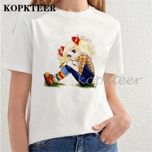 Japanese Anime Cartoon 70s Vintage Candy Candy T Shirt Short Sleeve O Neck New Printed Women Tees Casual Street Style Girl Gift