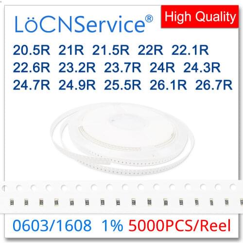 LoCNService 0805 1% 5000PCS 20.5R 21R 21.5R 22R 22.1R 22.6R 23.2R 23.7R 24R 24.3R 24.7R 24.9R 25.5R 26.1R 26.7R 2012 Resistor