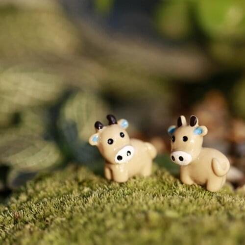 Landscape Ornament Fairy Garden Miniature Cow Animal Figurine Craft Micro Decor