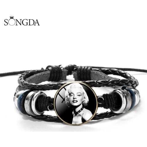 Fashion Marilyn Monroe Multilayer Leather Bracelets Women Mens Casual Charm Bracelet Pretty Movie Star Souvenir Jewellery