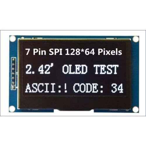 2.42 inch White blue Yellow Green 128x64 OLED display module OLED module 4-wire SPI IIC I2C Interface 7PIN driver ic ssd1309