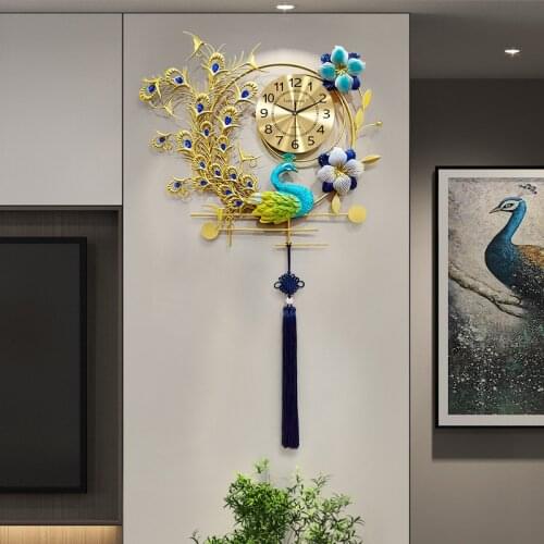 Wall Clock Living Room Art Atmosphere Home Dining Hall Entrance Decoration Wall Watch Personality Creative Peacock Phoenix Clock