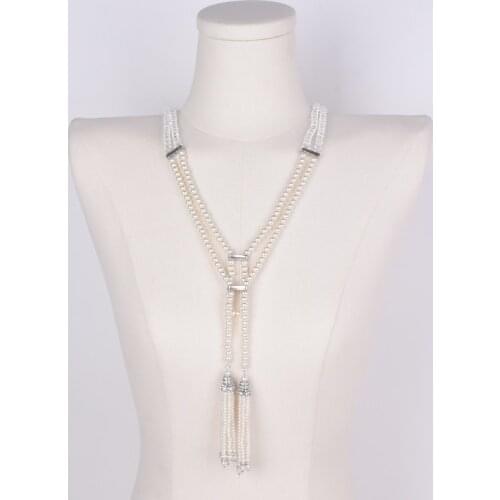 HOWAWAY 2020 new tassel necklace simulation pearl necklace long pearl tassel sweater chain bridal wedding dress