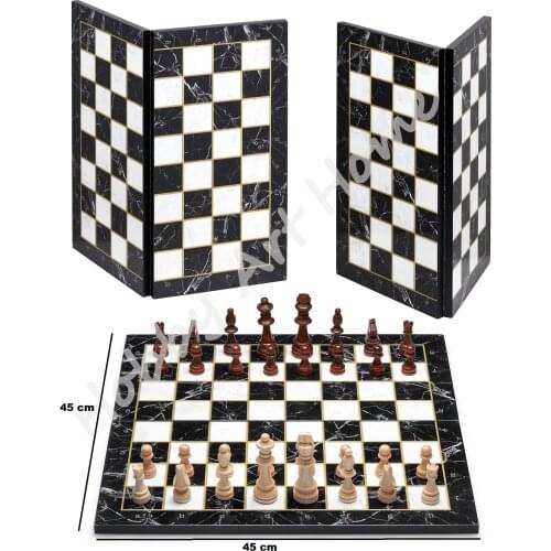 Premium Marble Chess Set 45x45 cm Wooden Folding Cloth Covered Large Top Quality Game Board Oak Wood Checkers Kids Gift Ajedrez