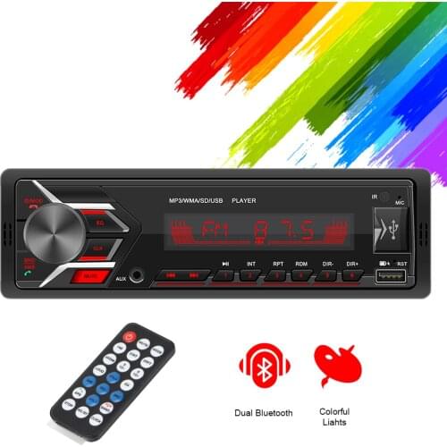 LEEPEE 7 Colors Backlight Memory Protector Car MP3 Player TF USB AUX Support Bluetooth Stereo In-dash EQ Function Audio Radio FM