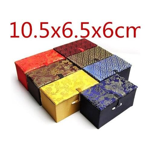 4pcs Rectangle Cotton Filled Chinese Silk Jewelry Gift Box for Crafts Watch Jewellery Packaging Bracelet Decorative Storage Case