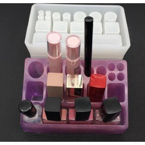 DIY Rectangle Silicone Epoxy Lipstick Storage Box Makeup Holder Craft Decor Mold