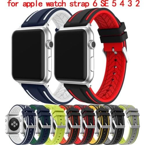 Silicone strap for apple watch strap 6 SE 5 4 3 2 40mm 44mm 42mm 38mm smart watch band Sport Bracelet For iWatch Series 6 5 4