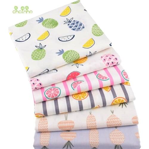 Chainho,Fruit &Vegetable,Printed Twill Cotton Fabric,Patchwork Cloth For DIY Sewing Quilting Baby&Childrens Bedclothes Material