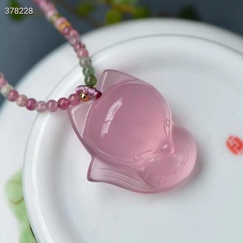 Certificate Natural Pink Rose Quartz Star Light Pendant Necklace Mozambique Women Men Fox Jewelry 27*23*11mm AAAAA