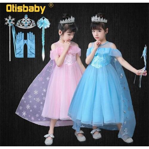 Snow Queen Anna Elsa 2 Christmas Dress Halloween Carnival Elza Costume Princess Toddler Girls Sequin Fluffy Dress Fantasia Elsa