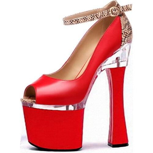 Fashion in Europe and the United States fish mouth low help shoes waterproof table nightclub 20cm high heels