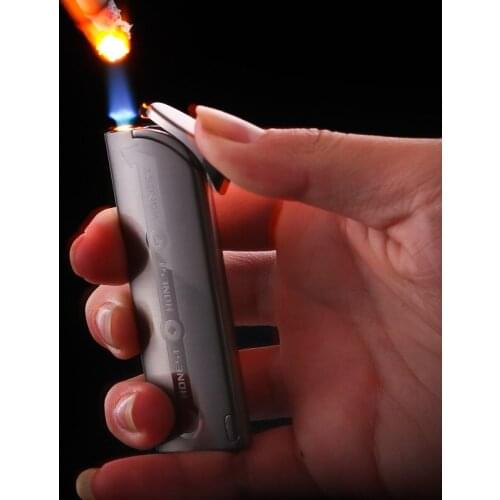 Ultra-thin Portable Windproof High Pressure Direct Injection Flame Turbo Gas Lighter Cigarette Cigar Accessories