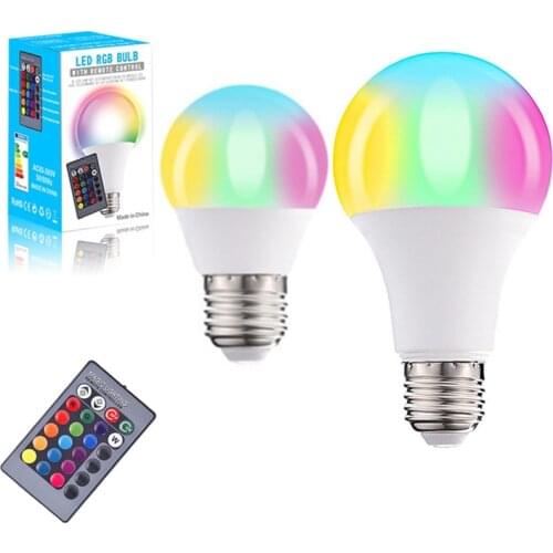 E27 110V 220V Smart Control Lamp Led RGB Light Dimmable 3W 5W RGB Led lamp Colorful Changing Bulb Lampada Decor Home Party wed