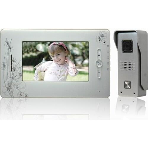 1 set) Video Door Phone Talkback 7 inch Screen Door Access Intercom 1 To 1 Door Bell Intercom Night Version Free Shipping