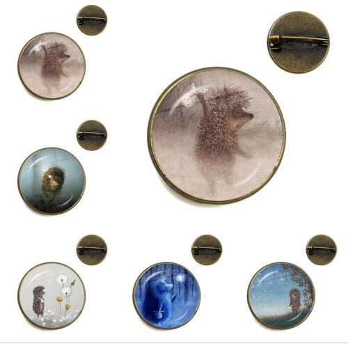 Vintage Hedgehog Brooch Cute Animal Pins Fashion Jewelry Brooches Antique Bronze Plated Collar Pin For Women Men Gift