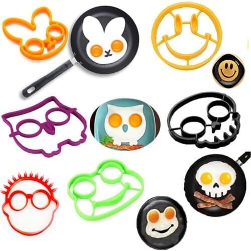 2021 NEW Funny Silicone Egg Ring Non-stick Omelette Mold DIY Breakfast Egg Pancake Crepe Mold Baking Tools Baking Accessories