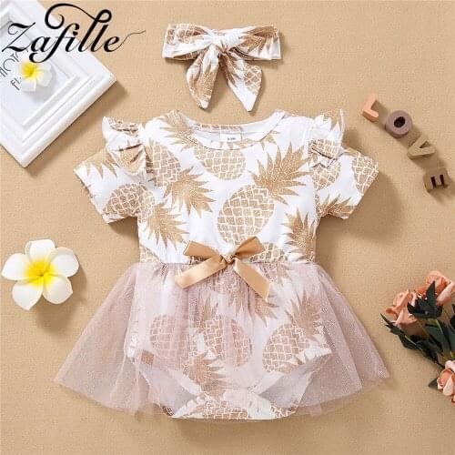 ZAFILLE Toddler Baby Girls Rompers Newborn Baby Clothes Summer Pineapple Print Girl Bodysuit For Newborns Baby Princess Dress