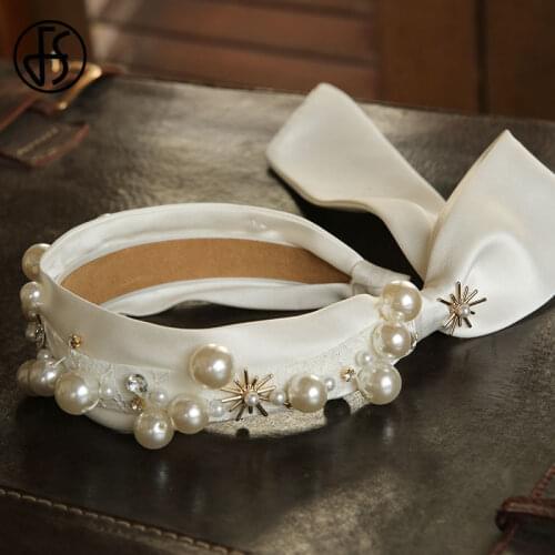 FS Fascinators Hat Women Pearl White Ribbons Fedoras Hat Headband Cocktail Wedding Party Headpiece Headwewar for Girls