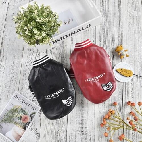 Winter Pet Dog Clothes Warm and Fleece Flying Leather Jacket Classic Printed Coat for Puppy Cat Chihuahua Teddy Costume