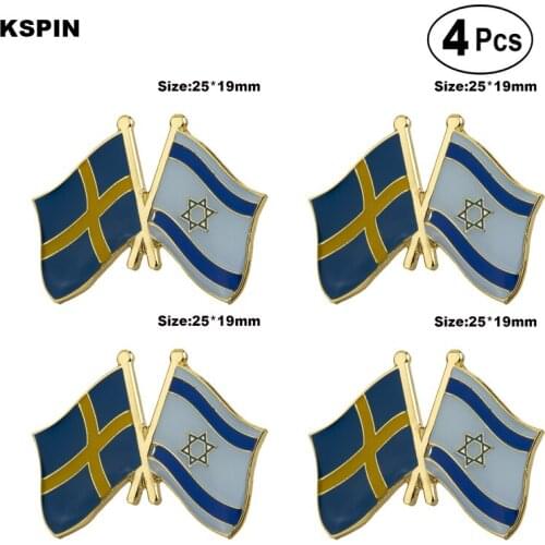 Sweden & Israel Friendship Flag Pin Lapel Pin Badge Brooch Icons 4pcs
