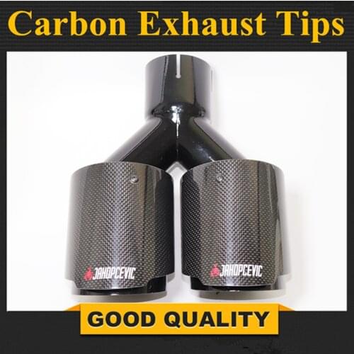 1PCS Y Style Carbon Fiber Exhaust Tip Bright black Color Exhaust Pipe Muffler Umiversal Carbon fiber For Akrapovic