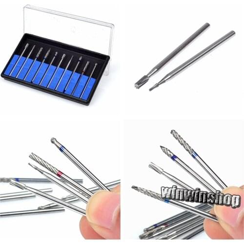 10pcs/Set Dental Lab Titanium Nitrate Carbide Polishing Burs 2.35mm HP In Box