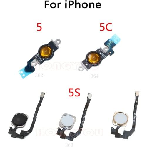 10PCS/Lot For IPhone 5 5S 5C 4 4S Home Button With Flex Cable No Touch ID Fingerprint