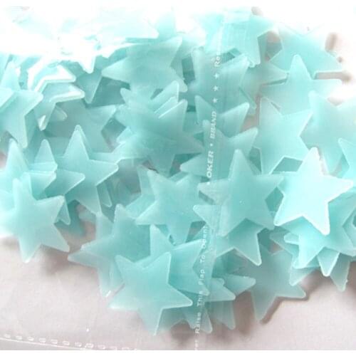 100pcs/lot Glow Star Wall Stickers Decal Baby Kids Bedroom Home Decor Color Stars Luminous Fluorescent Blue Pink Wall Decals