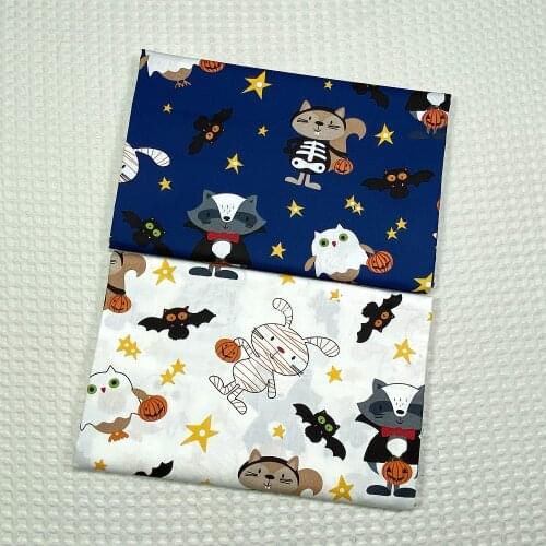 160x50cm Halloween Cartoon Rabbit Fox Twill Cotton Printed Sewing Fabric Handmade Bedding DIY Childrens Clothes Cloth